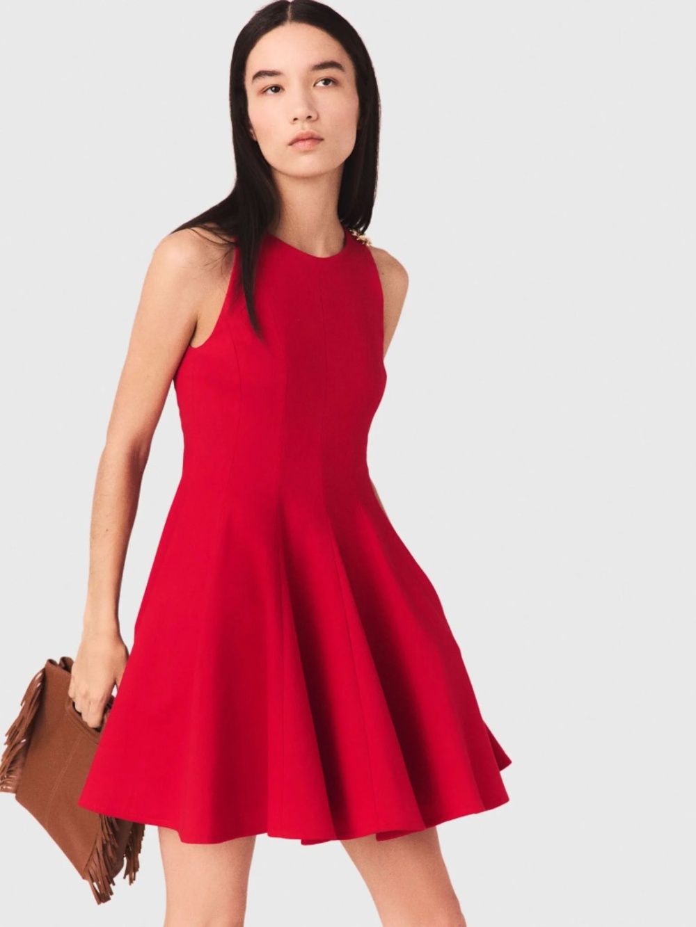 Risunny Short flared linen-blend dress